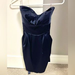 Navy strapless babydoll dress